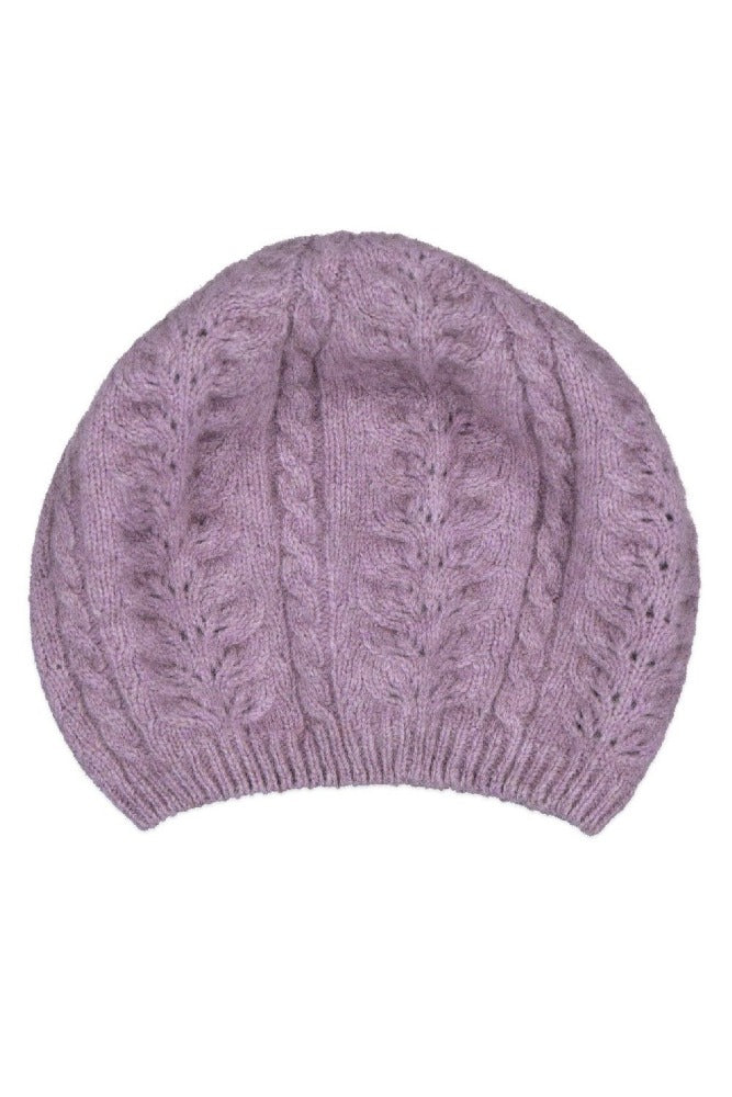 6020 Cable Beret (and Beanie) - Experience the luxury and warmth with this Possum Merino beret blended with Mulberry Silk that has been specially crafted for you. Enliven your outfit with this McDonald hat along with matching 622 Cable Glovelet and 669 Cable Scarf to step out in style.