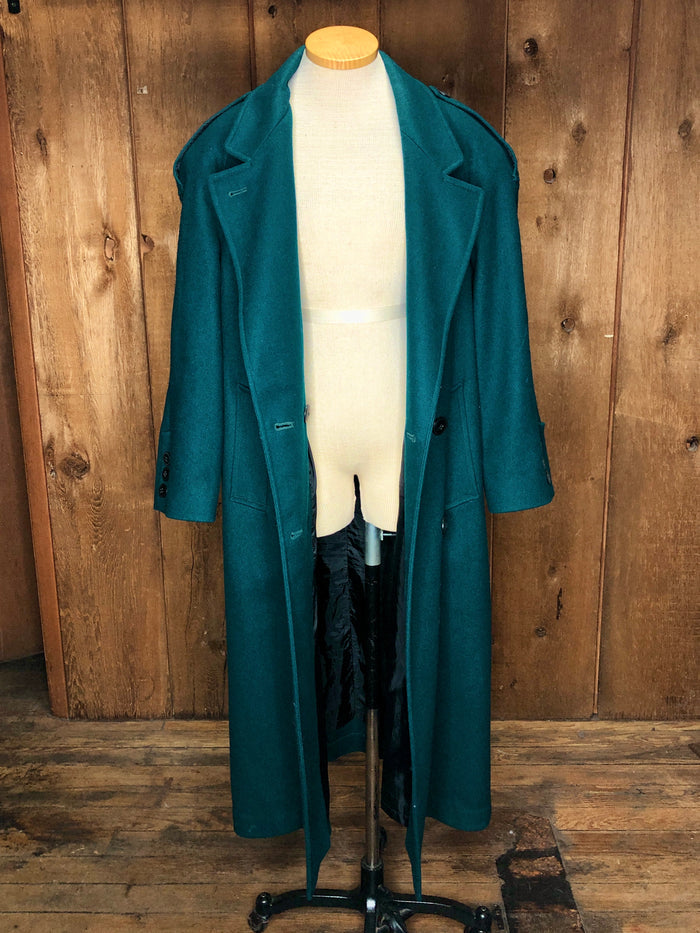 80s International Scene Green Wool Trench     M