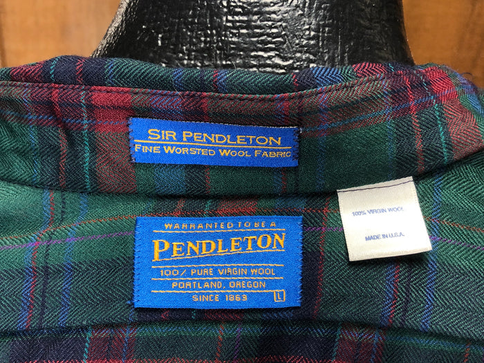 90s Sir Pendleton Nvy/Grn/Red Button-Down      L