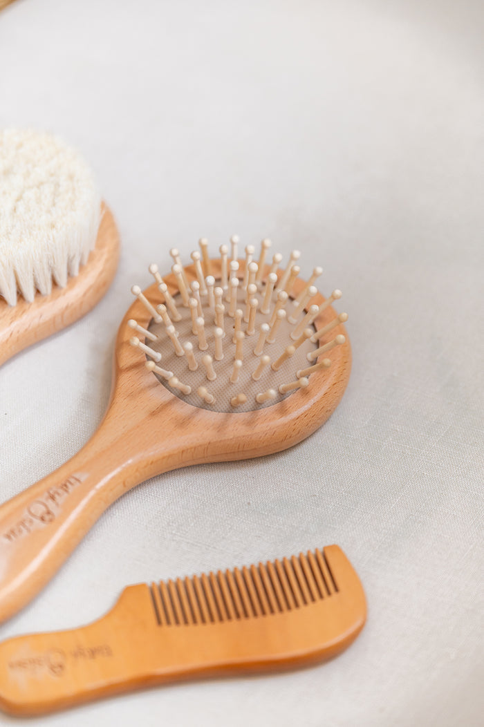 Baby massage brush for thicker hair and detangling