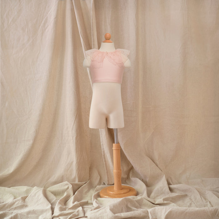 Petit Playa Ballet Bikini Crop Top in Fairy Pink print, sun-safe UPF50+ swimwear for babies and girls