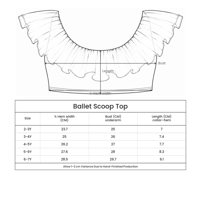 Ballet Scoop Top size guide