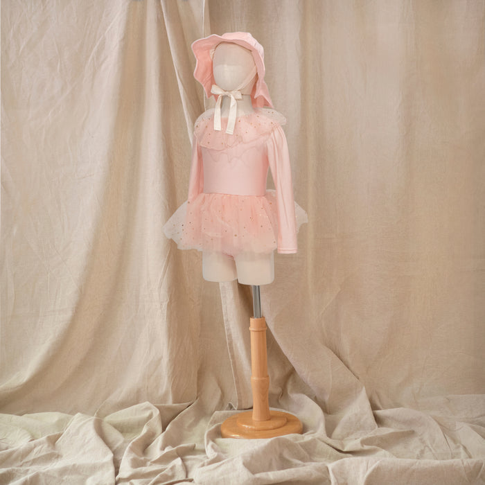 Petit Playa Ballet Long Sleeve Swim Dress in Fairy Pink print, sun-safe UPF50+ swimwear for babies and girls — image 5
