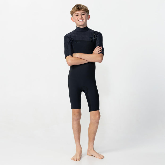 Boy's HyperFreak 2mm Short Sleeve Spring Suit Chest Zip - Black