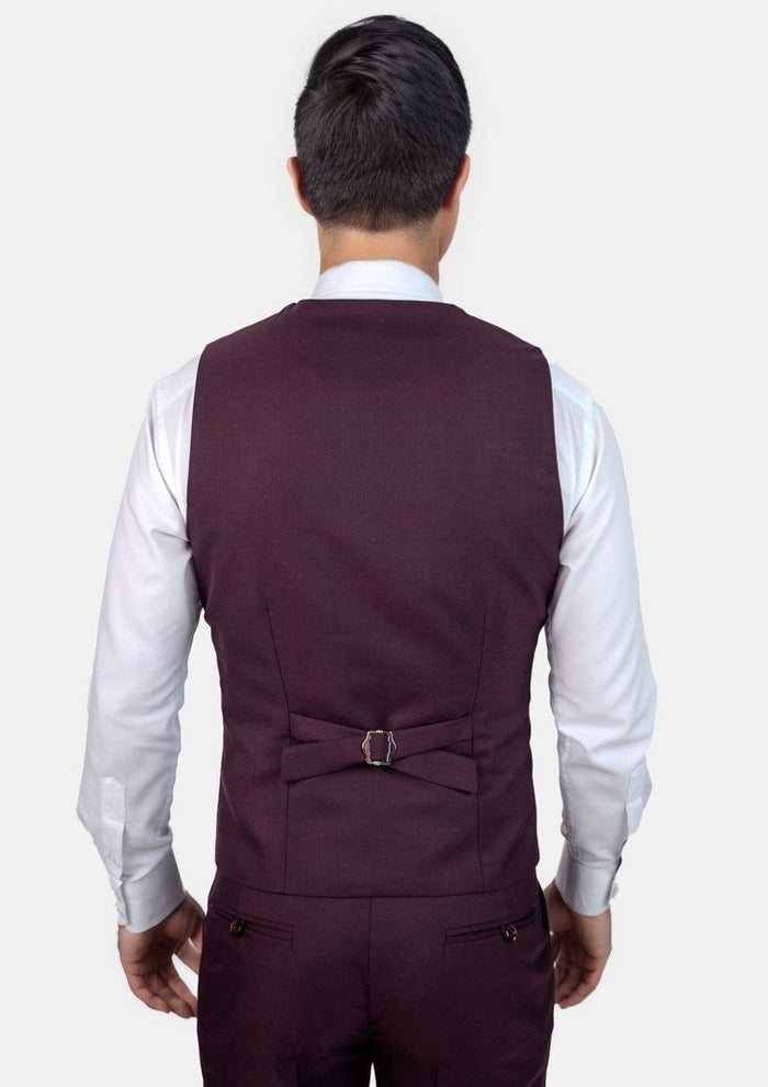 Burgundy Sharkskin Vest - SARTORO