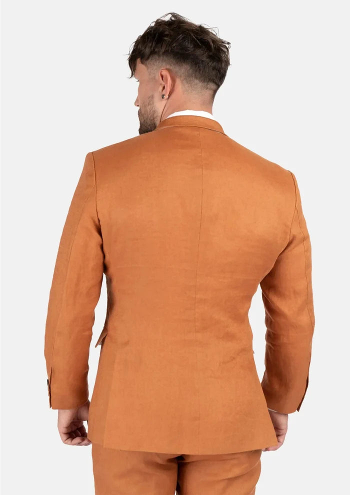 Waverly Burnt Orange Linen Suit - SARTORO