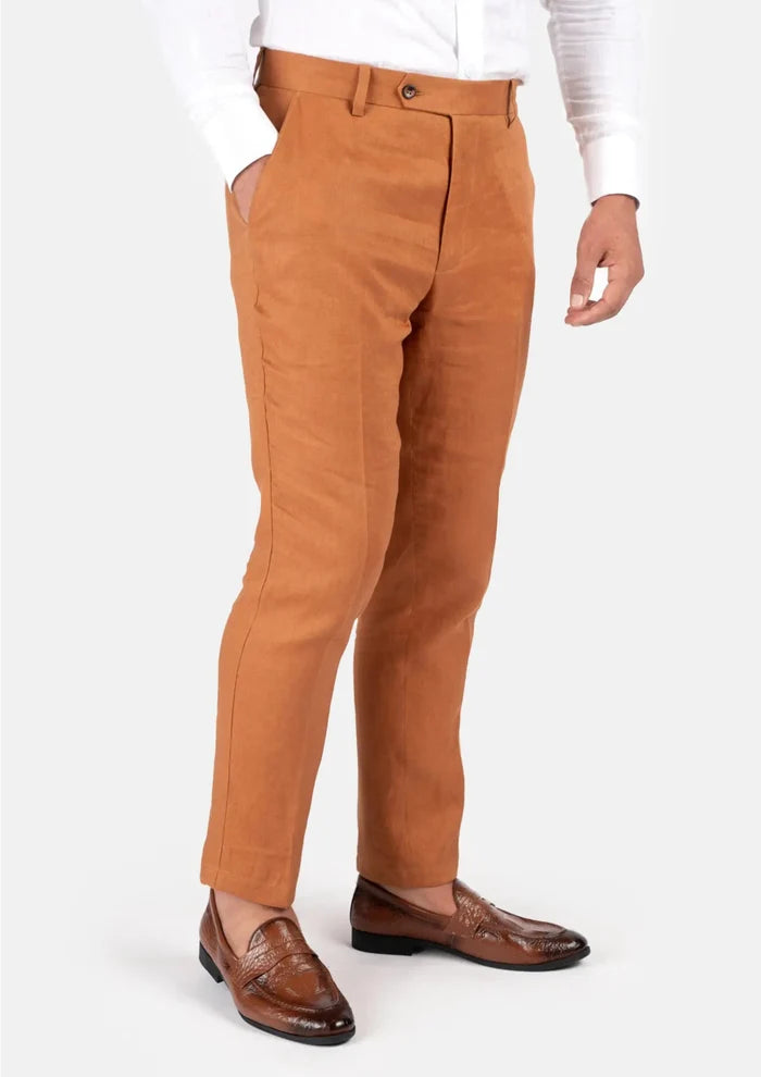 Waverly Burnt Orange Linen Suit - SARTORO