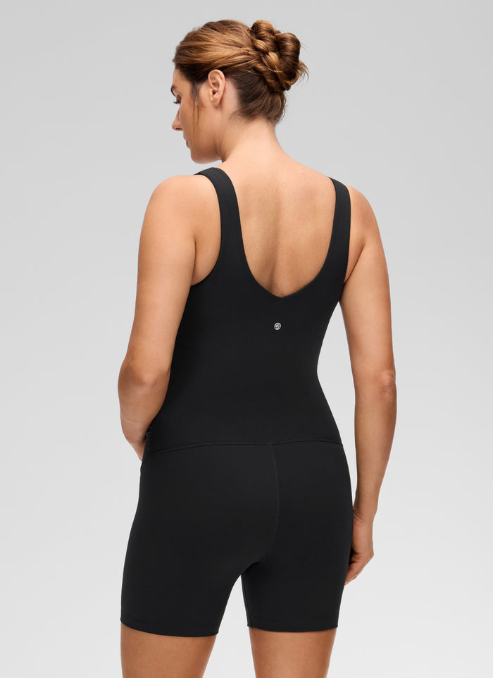 CRZ YOGA Women's Butterluxe Maternity V Neck Slim Fit Rompers 5'' Black
