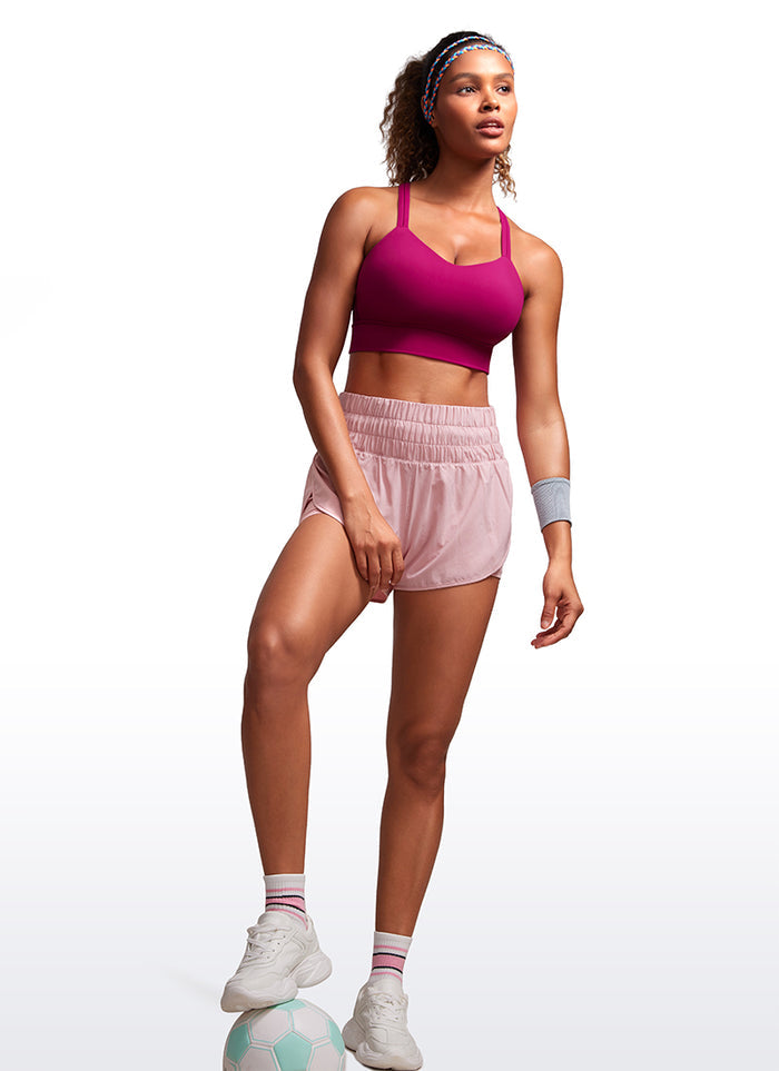 CRZ YOGA Womens Butterluxe Strappy Longline Criss Cross Molded Cup Bra Magenta Purple
