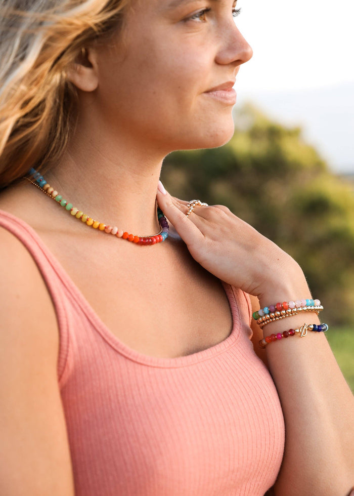 CanyonLeaf - Natural Gemstone Necklace + 14k Gold Filled Toggle - Skyline