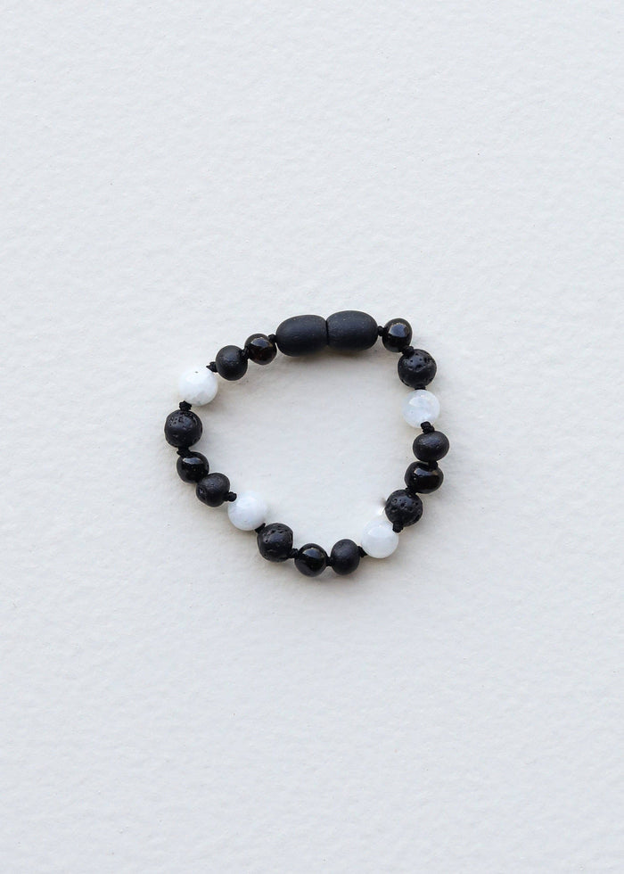 CanyonLeaf - Raw Black Baltic Amber + Moonstone || Anklet or Bracelet