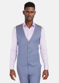 Columbia Blue Sharkskin Vest - SARTORO