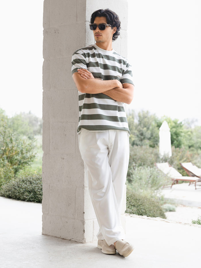 Conrad Relaxed Stripe T-Shirt - Safari Green
