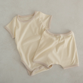 Contrast Rib Bodysuit & Short Set Vanilla