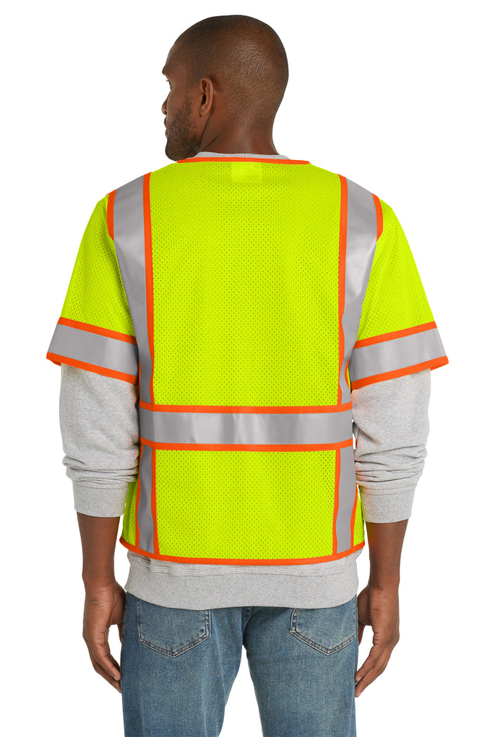 CornerStone® ANSI 107 Class 3 Surveyor Mesh Zippered Two-Tone Short Sleeve Vest | CSV106 - The Lemon Print & Design Studio
