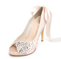 Crystal Rhinestone Pointed Toe High Heels Wedding Shoes (Soft Pink Color)
