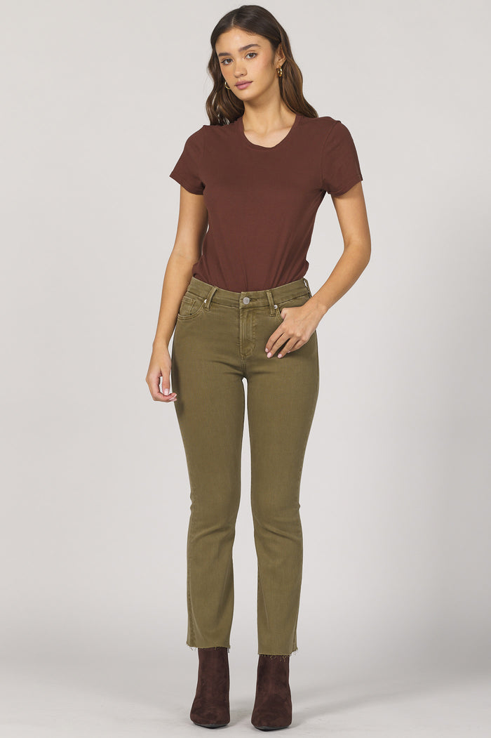 cropped flare olive raw hem Jeanne dear John denim