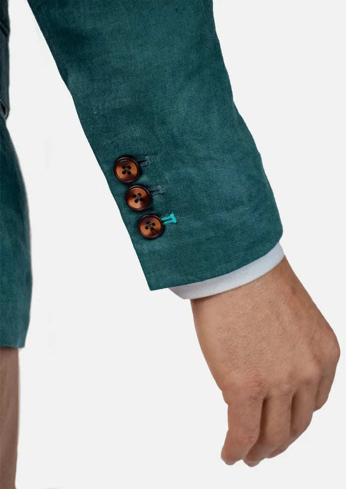 Ellis Deep Teal Linen Jacket - SARTORO