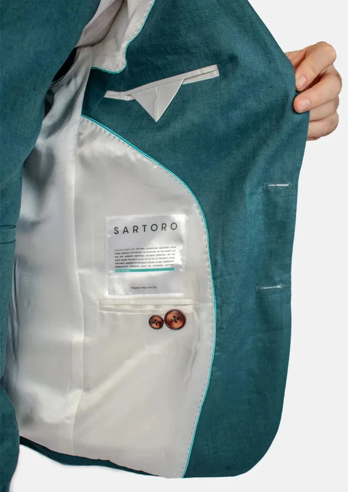 Ellis Deep Teal Linen Suit - SARTORO