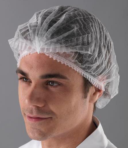 Disposable Double Elasticated Mob Caps Hair Nets White / Blue