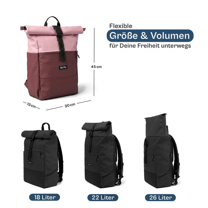 Ela Mo™ Rolltop Rucksack | Coated Edition Dark Berry