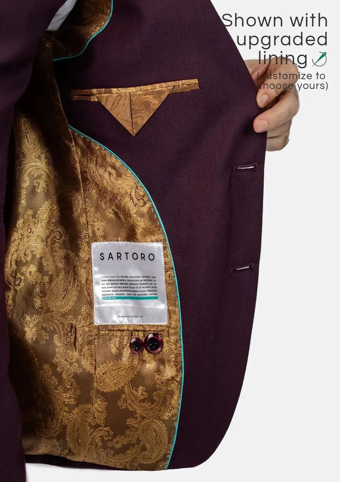 Ellis Burgundy Sharkskin Suit - SARTORO