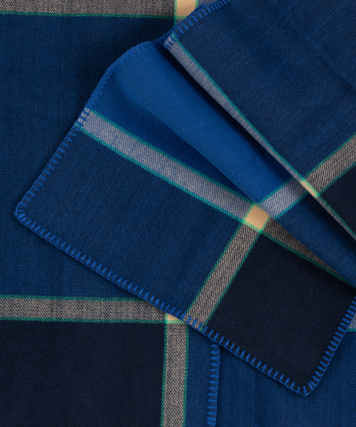 Plaid Ruana in Navy