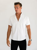 Ezra Short Sleeve Boxy Stripe Shirt - White & Beige