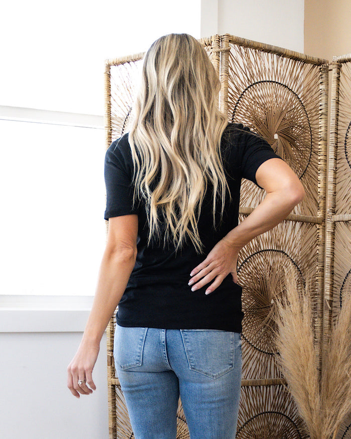 Favorite V Neck Top - Black  Zenana