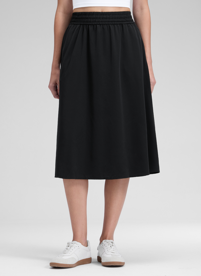 CRZ YOGA Women's Causal High Rise A line Flowy Midi Pocket Skirts Black
