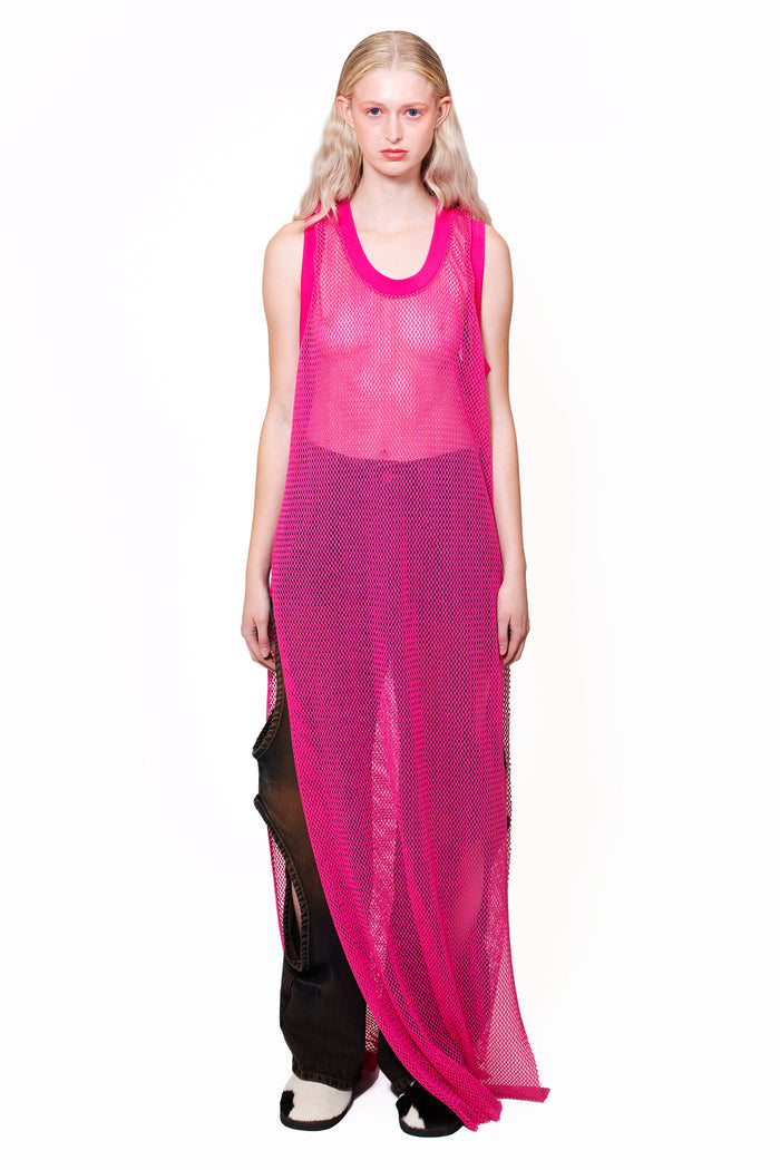 Fishnet Tank-Dress Pink