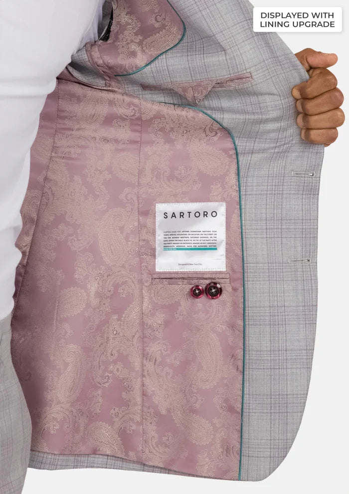 French Gray Checked Ellis Suit - SARTORO