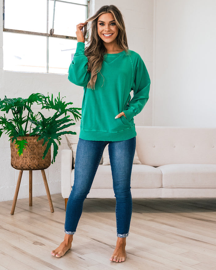 Girlfriend Crewneck Sweatshirt - Forest  Zenana