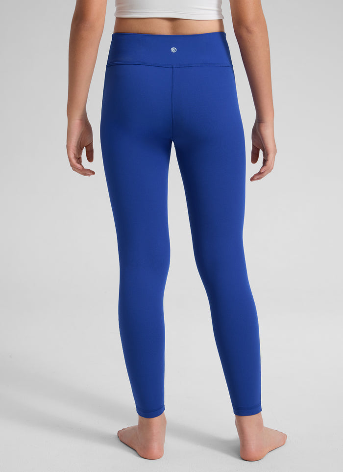 CRZ YOGA Girl's Butterlift Yoga Casual High Rise No Front Seam Legging Waves Blue