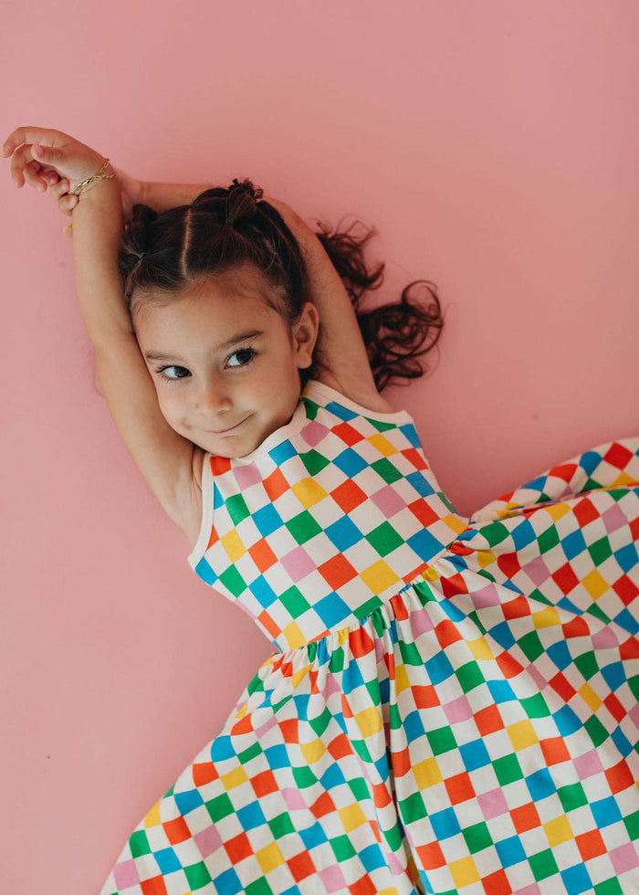 Good Apples Kids Sleeveless Twirl Dress - Party Checkers (Final Sale)