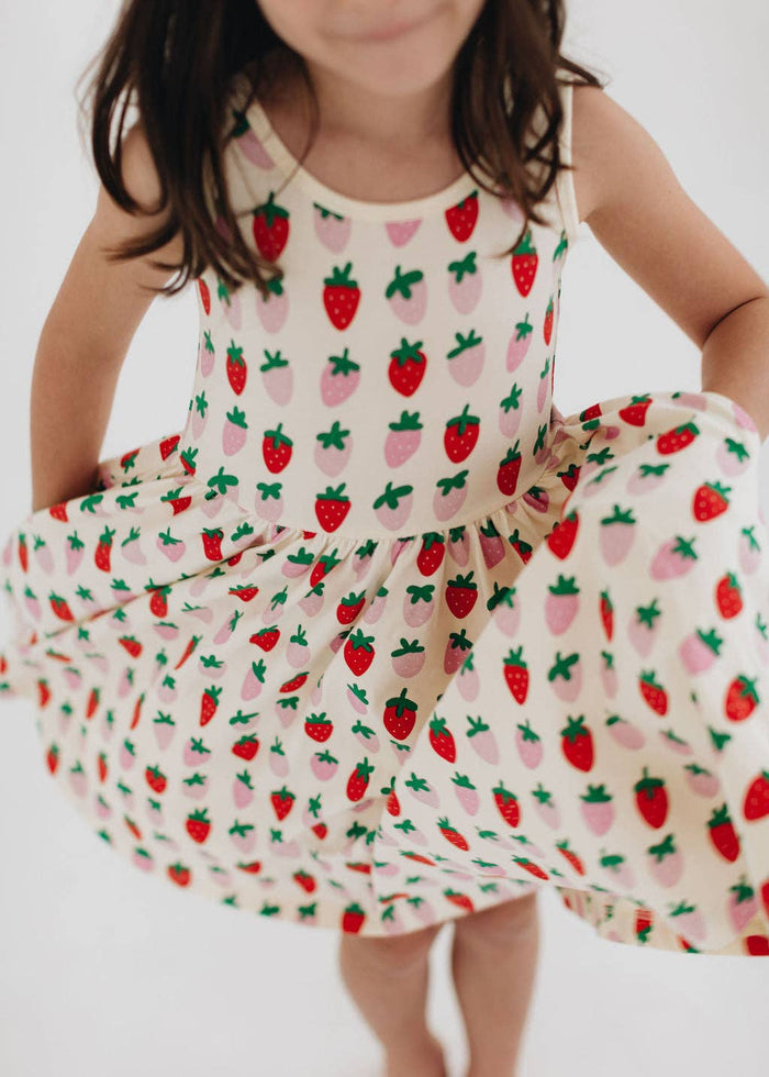 Good Apples Kids Sleeveless Twirl Dress - Strawberry Blush (Final Sale)