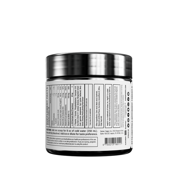 back of GOOD 100 Serving caffeine free tub showing supplement facts