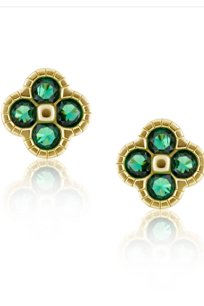 Gracie CZ Clover Studs Green, adeline boutique, dallas boutique, boutique
