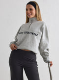 Grey Melange Varsity Sweat Half Zip