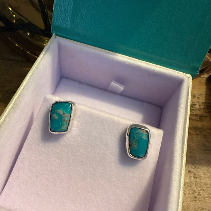 GTMW Stud Earings. Blue Green Fox Turquoise