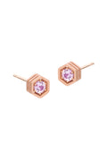 Hex Strata Stud Earring - Pink Sapphires Rose Gold