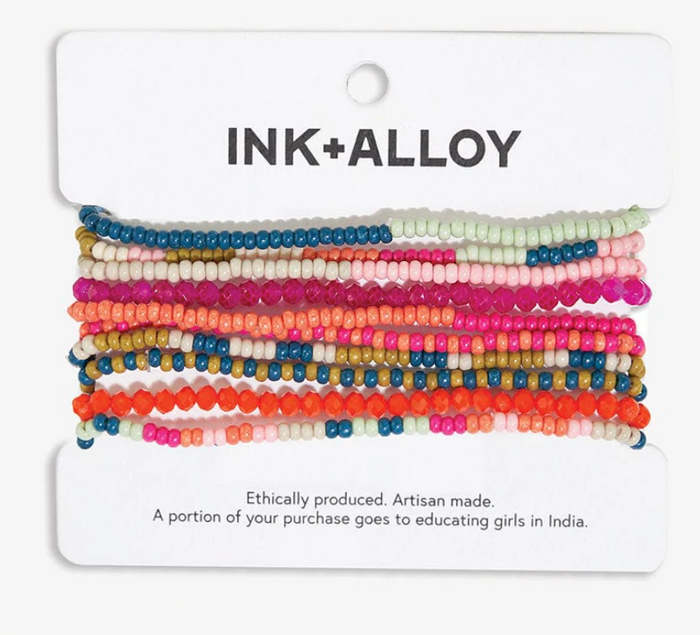 Ink+Alloy Sage 10 Strand Beaded Stretch Bracelet