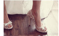 Ivory Lace High Heels Fish Toe Sexy Wedding Bridal Shoes With Tow, S020