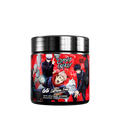 Black and red container with nutritional facts and warning labels for a caffeine-free energy supplement.