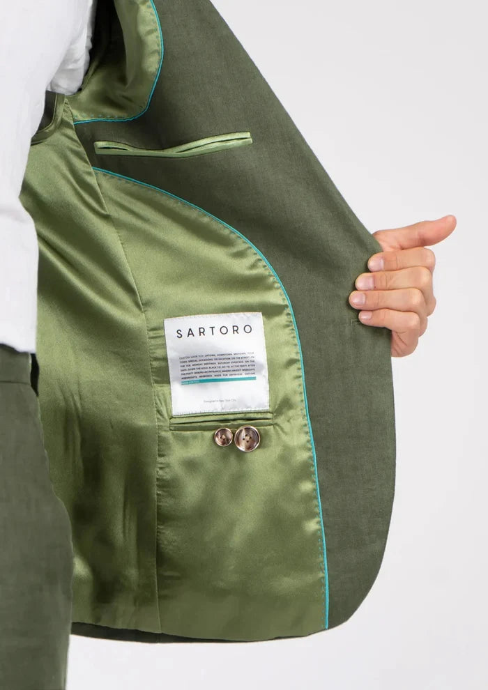Eldridge Juniper Green Linen Jacket - SARTORO