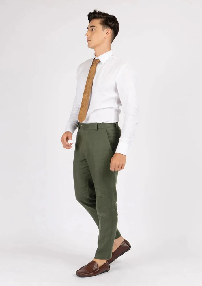 Juniper Green Linen Pants - SARTORO