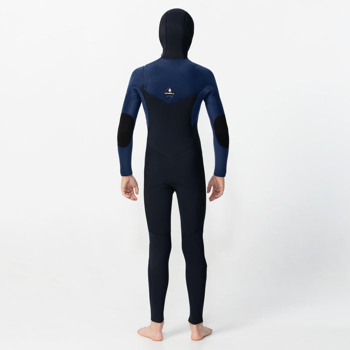 Kid's HyperFreak Hooded 5/4+mm Steamer Chest Zip - Black Navy
