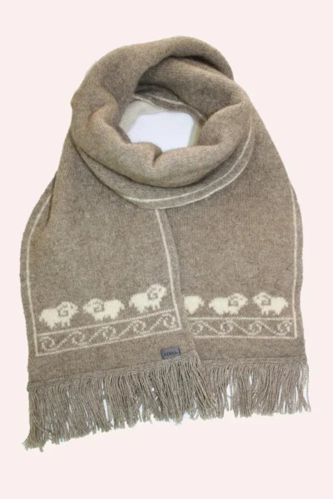 Possum and Merino  KO108 Sheep Scarf - Make a set with KO58 Sheep Gloves and KO168 Sheep Beanie.  One Size.  Made proudly in New Zealand from a premium blend of 40% possum fur, 50% merino lambswool & 10% mulberry silk.