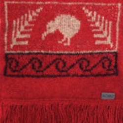 Possum and Merino  KO129 Kiwi Scarf - A double thickness scarf.  A uniquely New Zealand design on a uniquely New  Zealand product.  Make a set with KO162 Kiwi Beanie and KO52 Kiwi Gloves.  One Size - Approx. 19cm wide x 152cm long.  Made proudly in New Zealand from a premium blend of 40% possum fur, 50% merino lambswool & 10% mulberry silk.