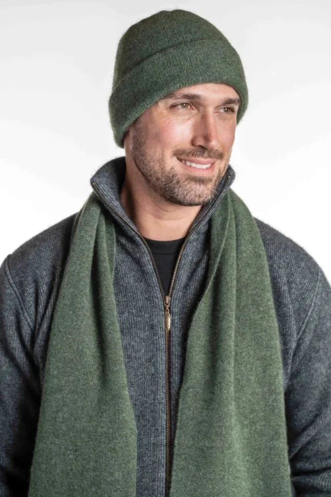 Possum and Merino  KO159 Plain Beanie - A plain, double layer beanie with a turned back edge and metal Koru badge.  Makes a set with KO114 Scarf with Fringe and KO48 Plain Gloves.   One Size.  Made proudly in New Zealand from a premium blend